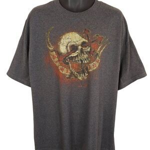 Vintage Miami Ink T Shirt Mens Size 2XL Gray Y2K Skull Skeleton Tattoo